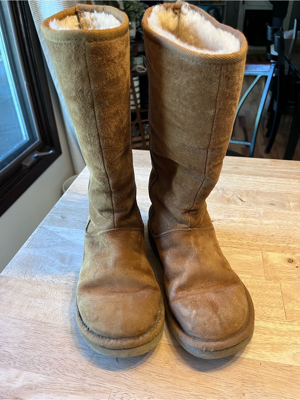 UGG Tall Chestnut Suede Shearling-Lined Boots